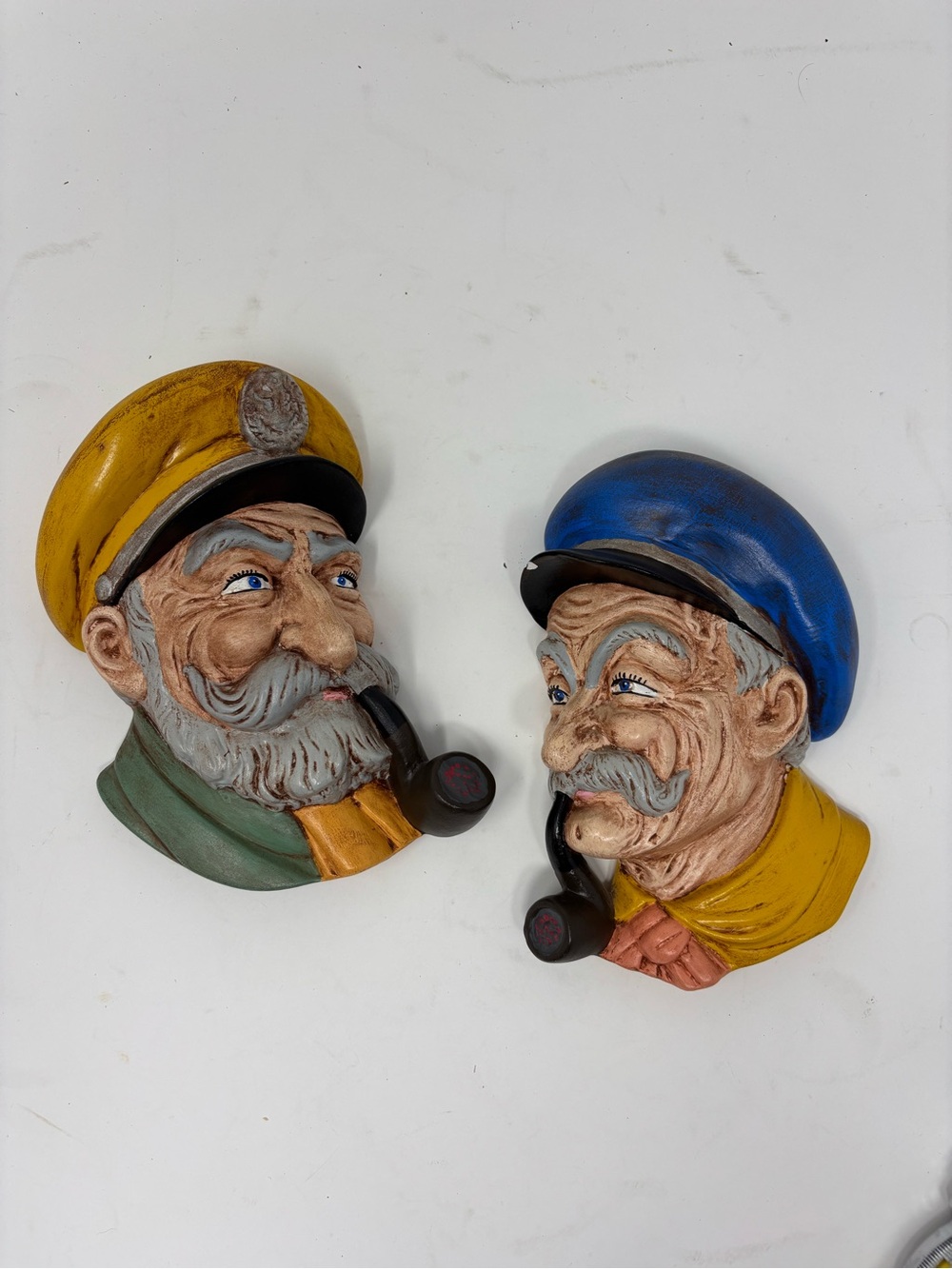 Vintage Wall Head Plaque Sailors Smoking Pipes Captain Nautical Handmade Sailor